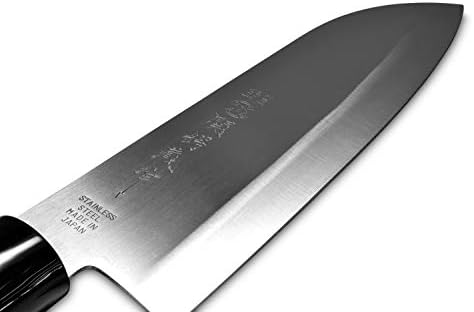 Seki Japão Tsubazo japonês Chef Kitch Kitchen, aço inoxidável Santoku Knife, Shiraki Handle, 170 mm