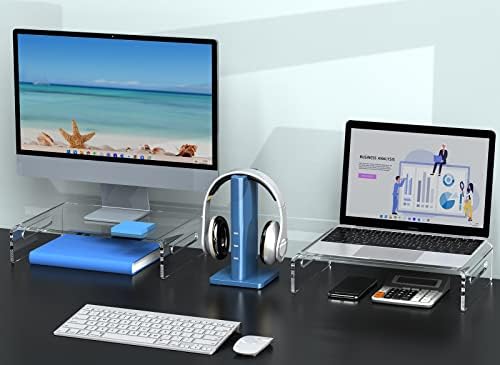Zimilar 2 Monitor de embalagem Riser, monitor acrílico Stand para computador, laptop, impressora, notebook, iMac, Riser