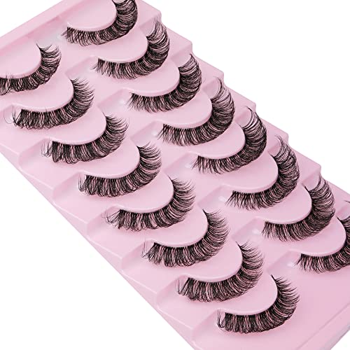 Russo Strip Lashes Longa Natural Gato Eye Style com banda clara 8 pares fofos efetivo 3D Efeito Falso Pacote de Volume Fino