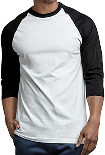 Camisa de beisebol de manga 3/4 masculina - camisetas casuais de algodão camisetas tee raglan