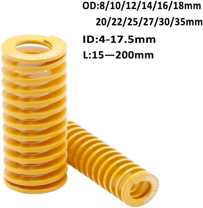 Ysano 1 / 2pcs 305mm de carregamento em espiral amarelo de 305 mm Mola de compressão de compressão de compressão de compressão externa diâmetro externo de 8-35 mm de diâmetro interno 4-17,5mm L20-200