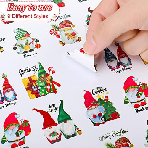Epakh 540 peças Gnome Natal adesivos de envelope, adesivos de Natal adesivos de natal adesivos adesivos de vedação redonda etiquetas