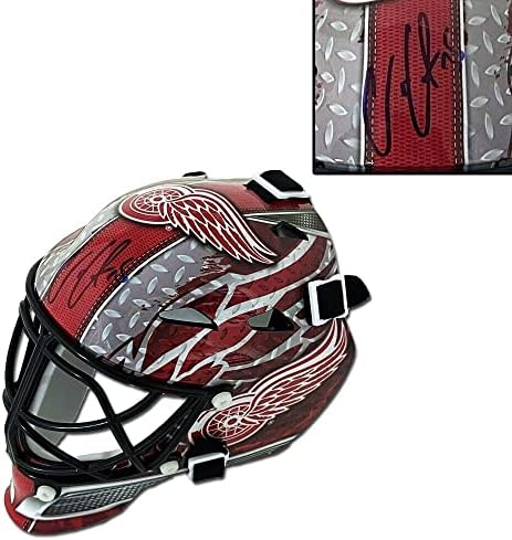 Ville Husso assinou Detroit Red Wings Mini Goalie Mask - Capacetes e máscaras autografadas da NHL