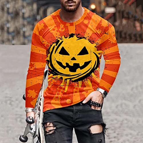 Halloween masculina camisetas homens Halloween Pumpkin Print Blouse