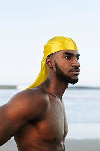 Durag sedoso de Leaduway, tampa de onda superior, durag de seda para homens Mulheres 360 ondas, cetim flexível Durag Tails