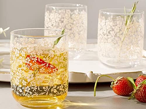 Lamodahome Natural Flower Glass Conjunto de 3 refrigerantes xícaras de refrigerante 270 ml de copo de água de creme aberto e copos de bebida longa e bebida de bebida para cozinha