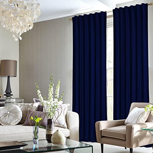 Tribeca Living Luxury Velvet Room Cretans escurecentes - 50 x 96 polegadas, azul marinho, 2 painéis,