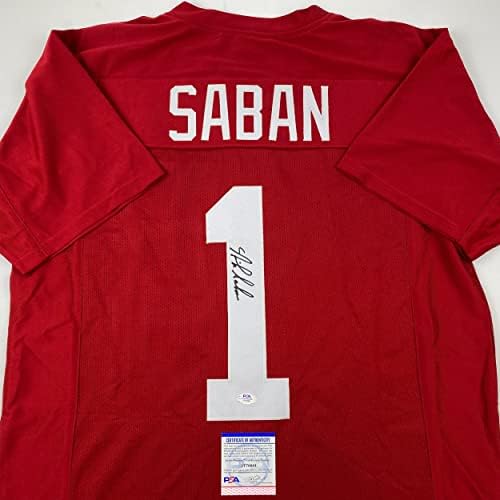 Autografado/assinado Nick Saban Alabama Red College Football Jersey PSA/DNA COA