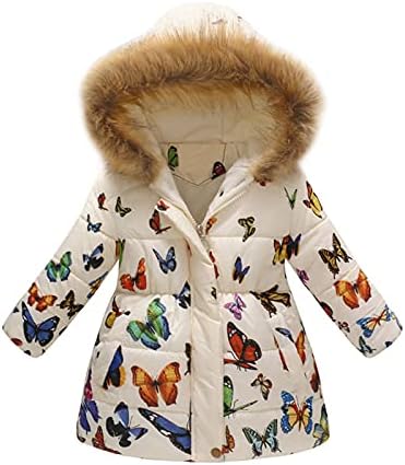 Garotas infantis 2 a 11 anos de flor Inverno inverno espesso de casaco de casaco parkas macacão com casaco quente com moletons com capuz de pele