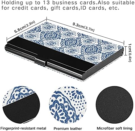 Blue Pattern Vector Business Card Titular para homens Caso de cartões de visita de homens com couro de cartão de crédito