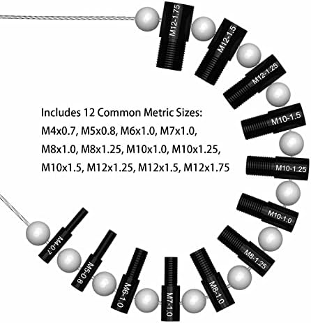 Verificador de rosca de porca e parafuso - 26 medidores de identificação de rosca masculina/fêmea - tamanhos de 14 polegadas
