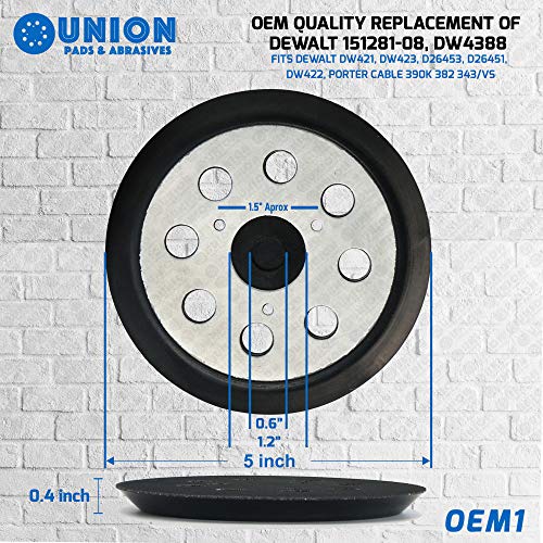 PADs da União e Abrasivos OEM1 5 polegadas 8 Encontre o gancho de lixadeira e a lixadeira orbital Loop para DeWalt 151281-08, DW4388