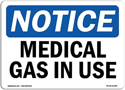 Sinal de aviso de OSHA - gás médico em uso | Decalque da etiqueta de vinil | Proteja sua empresa, canteiro de obras, armazém e área de loja | Feito nos Estados Unidos