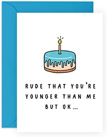 Centro de aniversário de 23 amigos - cartão de aniversário da irmã - rude que você é mais jovem que eu, mas ok ' - para homens e mulheres - para o melhor amigo irmão - vem com adesivos divertidos