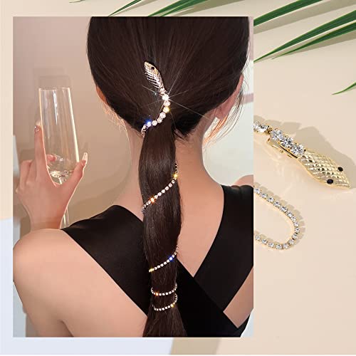 Jiekrihlo Snake Head com Diamond Hair Clip Glitter Diamond Tassel Tassel Snake Clipe de cabelo único Personalidade Ray