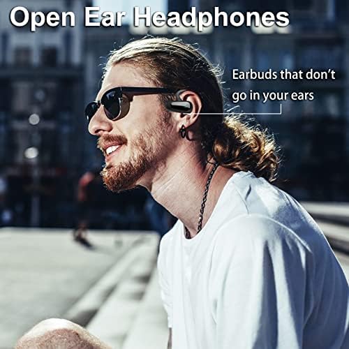 Earbuds de orelhas abertas Esportes de fones de ouvido sem fio Os fones de ouvido sem fio Bluetooth com Earhooks 30hrs Playtime com caixa de carregamento e exibição de energia LED resistente ao suor para esportes ao ar livre, corrida e exercícios, preto