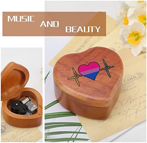 Bissexual Pride Heart Wooden Music Box Shapes Musical Boxes Musical Caixa de madeira vintage para presente
