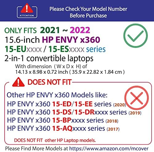 McOver Case Compatível para 2021 ~ 2022 15,6 HP Envy X360 15-ESXXXX / 15-EUXXX Série Somente laptop-Aqua