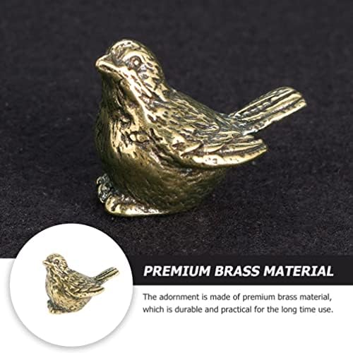 Lioobo personalizado sparrow sparrow estatueta ornamento de bronze retro pardal figura tea animal pet pão de pet shui escultura de animais presentes para estatueta de animal colecionável de decoração de carro bonsai