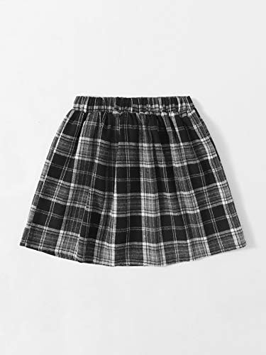 Milumia Girl's Casual Plaid Skirt cintura elástica uma linha de tartan curta escrita saia curta