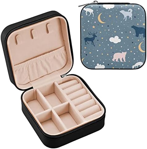 UMIRIKO Night Night Rendand Animal Small Jewelry Box, Jóias portáteis de viagem para anel, pendente, brinco, colar, porta -armazenamento de organizador de pulseiras, presentes para meninas mulheres