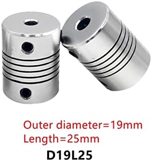 Acoplamento do eixo Kenid D19L25 5mm 6mm 6,35mm 8mm 10mm de alumínio flexível Couplador de mandíbula para motor de passo das peças da impressora 3D 1pcs