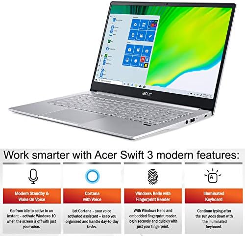 Acer Swift 3 laptop fino e leve, IPS HD Full Full, AMD Ryzen 5 4500U Processador Hexa-Core com gráficos Radeon, 8GB LPDDR4,