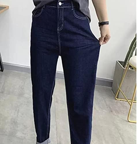 Maiyifu-GJ da cintura alta feminina Jeans de tornozelo de tornozelo casual calça de jeans folgada namorado lavado Slim