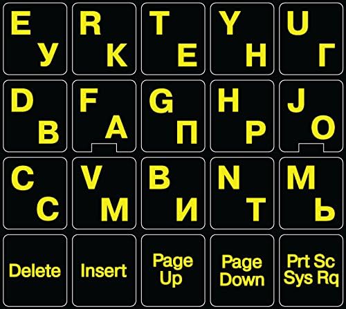 Etiqueta de teclado de letras de letra inglesa russa reflexiva e fluorescente refletiva