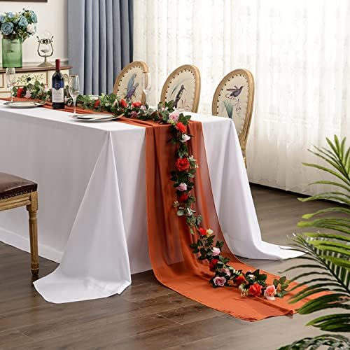 Puphutu Chiffon Table Runner para Casamento de outono - Terracotta Bridal Duvest Decor