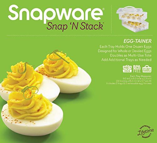 Snapware Snap 'n Stack Portable Storage Transportador com tampa para ovos, suportes para ovos sem BPA, transportadora de sobremesas com bandejas empilháveis, microondas, freezer e lavadora