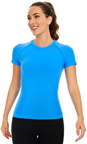 Mathcat Camisetas de treino sem costura para mulheres de manga comprida Tops de esportes camisa de corrida de corrida esportiva de atlética Slim Fit Slim