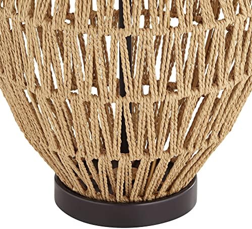 360 Iluminação San Marcos Modern costeira lâmpada de mesa 27 Alta de vime natural Black metal Metal Fabric Decor Decoração de