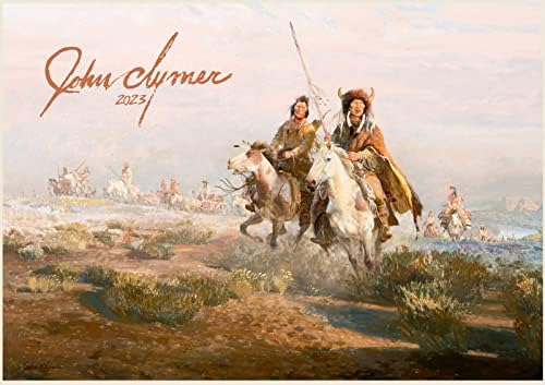 2023 Calendário de parede [12 páginas 8 x12] Indians Life Nativos americanos por John Clymer Vintage Western Poster