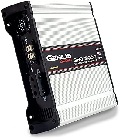 Genius Audio GHD-3000 Compact Full Range Car Carro Monoblock 3000 Watts-RMS Class-D 1-OHM Bass Boost Smart Cooler