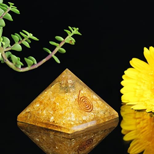 Pirâmide orgona com cálculos de cristal de enxofre dourado pirâmide para energia positiva e meditação orgonita pirâmide