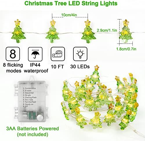 Luzes em forma de árvore de Natal de Kaisnova 10 pés 30 LEDs de bateria LED Luzes de árvore de Natal com remota e timer