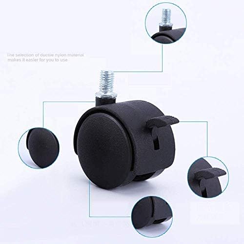 Lumecube giratório Nylon Furniture Castor Caster com freios Conjunto de 4 ， sem ruído, para carrinhos de cadeira de escritório,