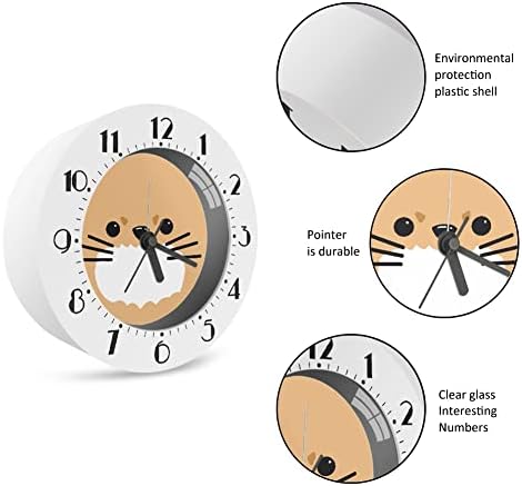 Desenweet Cat Clocks Relógios Amarelo Criança de Costa -Inclinada para o quarto Dimletes, Relógio de parede de crianças fofas Meninas de parede, meninos de parede pequena silenciosa non ticking