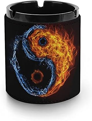 Water fogo yin yang cigarro cinzeiro pu PU Leather Bandeja de fumante para decoração de desktop de escritório em casa