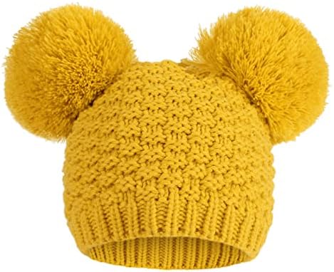 Livingston Winter Feanie Hats for Women Cable Knit Soft fofinho fofo com orelhas de pompom duplo