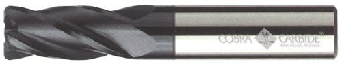 Cobra Carbide 19404 Micro grão de grão sólido Comprimento normal Mill de final geral, revestido com altin, 4 flauta, 30 graus hélice, 0,015 de canto de raio, 1/2 comprimento de corte, 1/8 de diâmetro de corte, 1-1/2 Comprimento