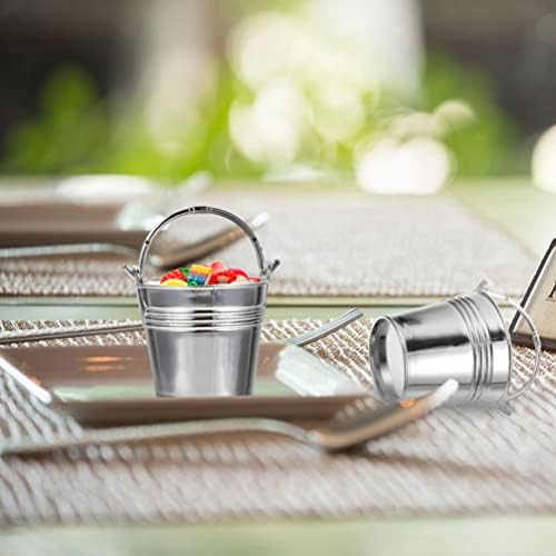 Gadpiparty 12pcs mini baldes de metal com alça pequenos baldes de lata galvanizados Party Favors baldes de doces cesta de vaso de flores para plantas pequenas e lanche de doces