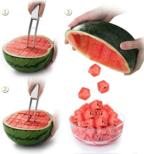 Slicer de melancia de Jialia, cortador de aço inoxidável Corte de melancia faca de melancia fria divertida Ferramenta de