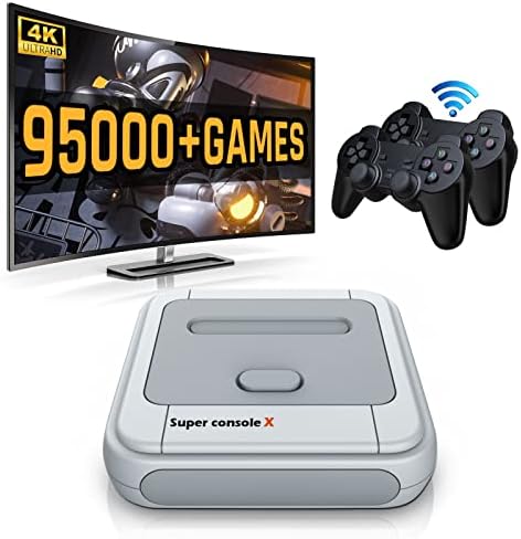 KINHANK SUPER CONSOLE X CONSELHOS RETRO CONSULTADOS EM RETRIGUEIROS EM 95.000 GOGOS CLÁSSICOS, COMPATÍVEIS COM PS1/PSP/MAME, SUPORTE DE CONSELHO DE GAME SUPORTE 4K TV HD/AV SAÍDA, com controladores de 2,4g sem fio duplo, até 5 jogadores