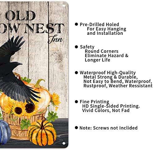 Halloween Crow On Pumpkin Tin Sign Crow Nest Metal Sign Metal Scar