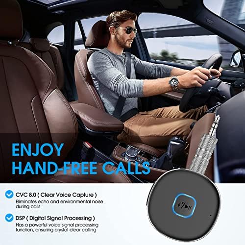 Receptor Aux Bluetooth para carro, adaptador de carro Bluetooth portátil de 3,5 mm Bluetooth, receptor de áudio sem fio Bluetooth