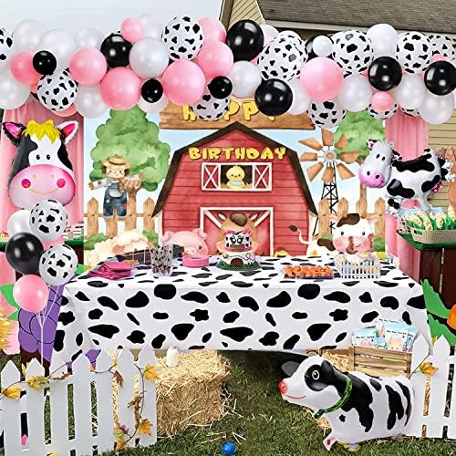 Fazenda Fazenda para festa de aniversário Red Barn Cartoon Farm Animal Feliz Aniversário Fotografia Antecedente