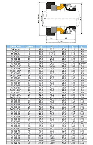 Modelo 301 I.D 8-40mm Cerâmica/anel de carbono NBR Vedação mecânica Vedação do eixo de água Vedação de água para o cilindro de