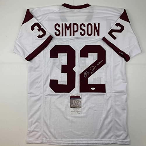OJ O.J. autografado/assinado Simpson USC White Football Jersey JSA CoA